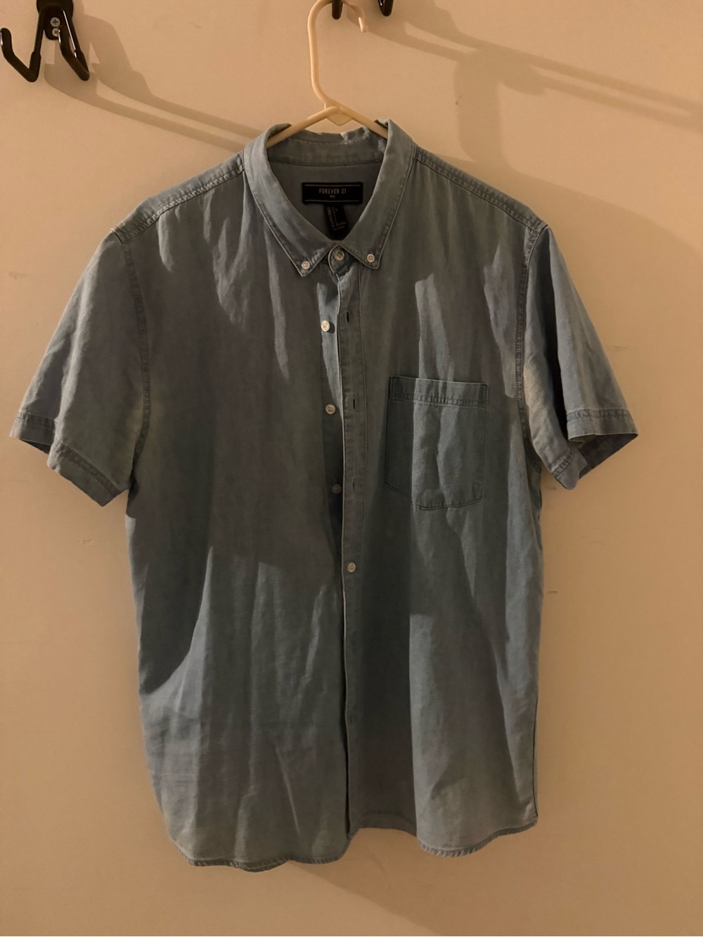 Forever 21 Pale Blue Short-Sleeve Button-Down Shirt